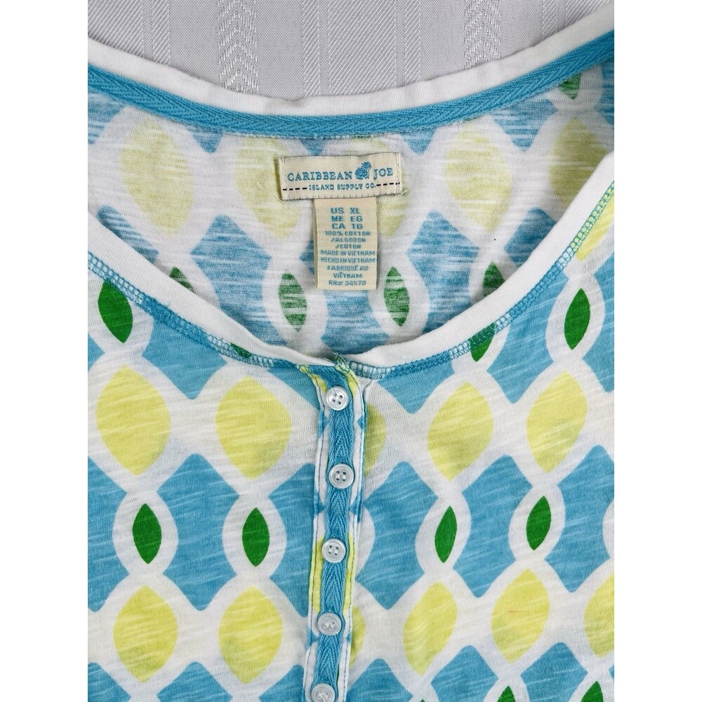 Caribbean Joe Women’s Blouse Size XL Green /Blue